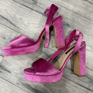 French Connection Taryn - Size 8.5 - Purple Velvet platform block heels